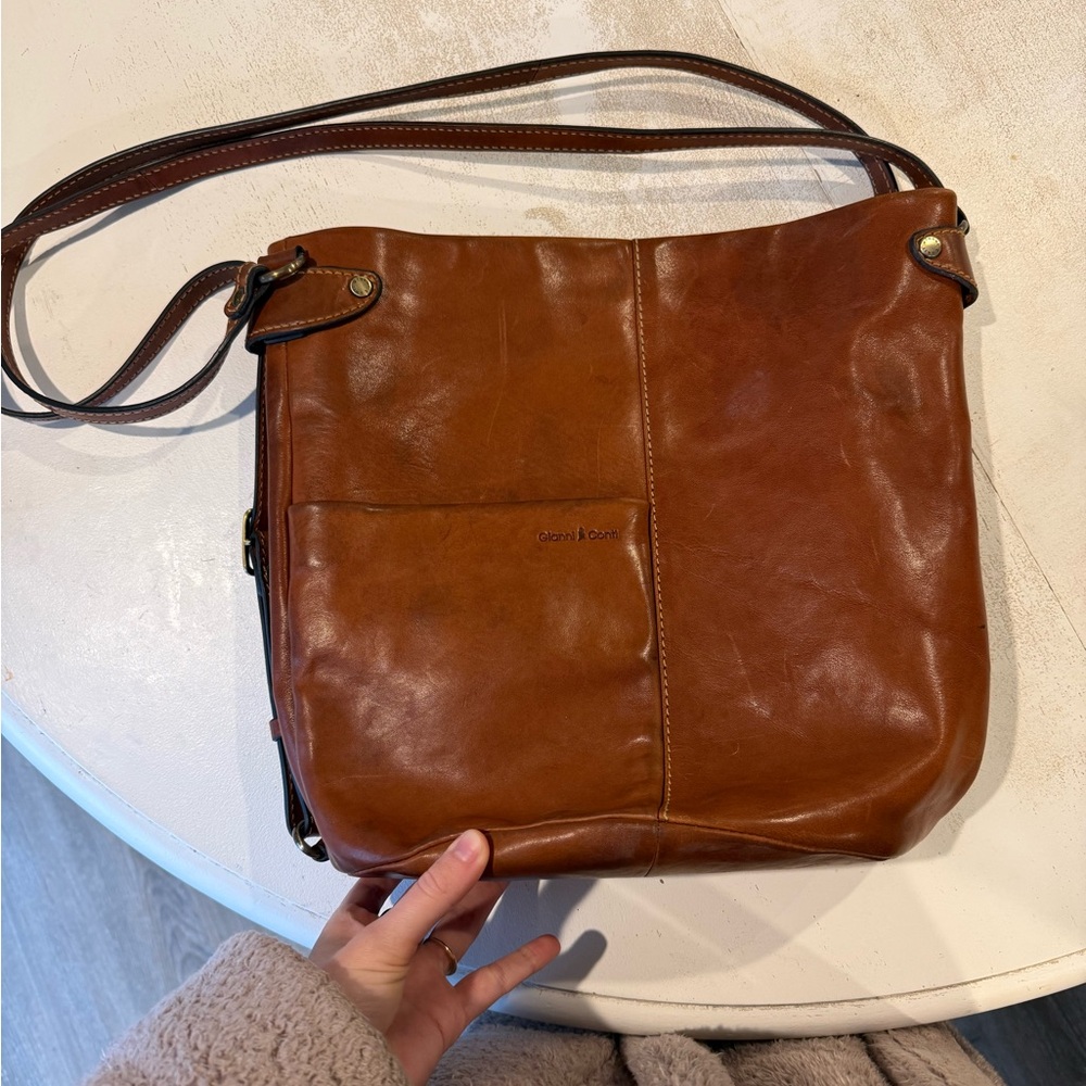 Gianni Conti soft brown leather adjustable shoulder bag - Picture 10 of 10